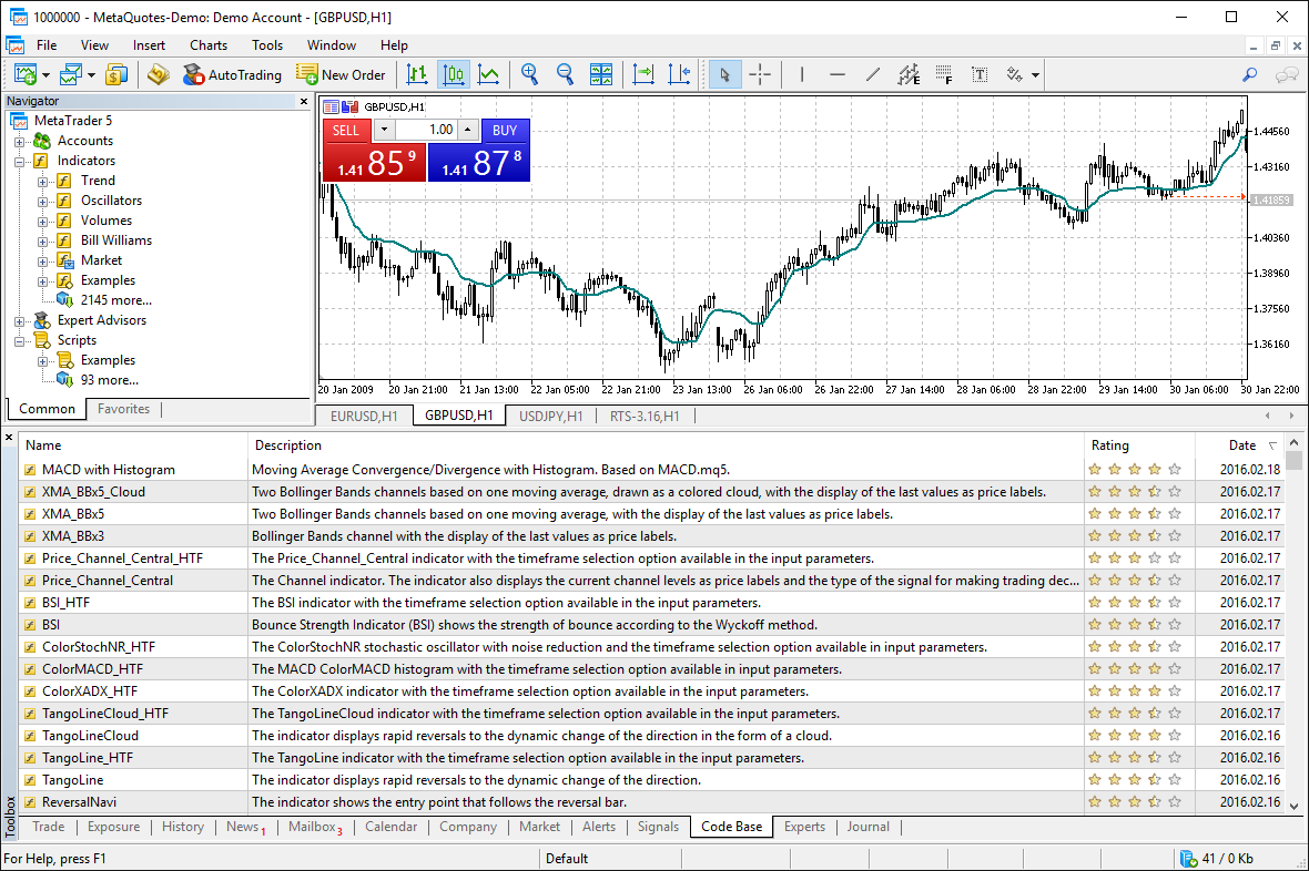 You can download thousands of free trading robots and indicators from the Code Base and use the the applications for trading